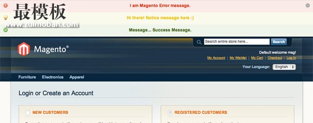magento global message