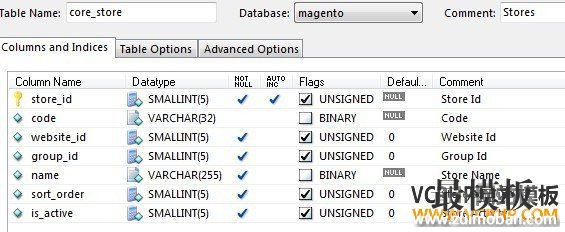 Magento core_store表结构 Magento core_store表结构
