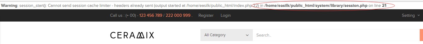 Warning: session_start(): Cannot send session cache limiter - headers already sent错误