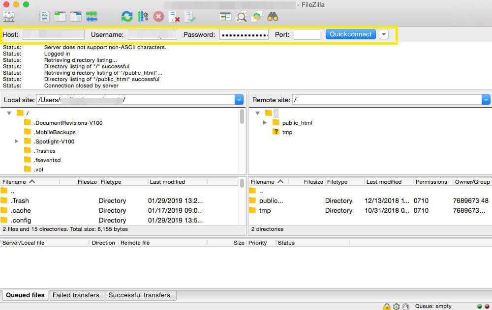 FileZilla FTP 连接